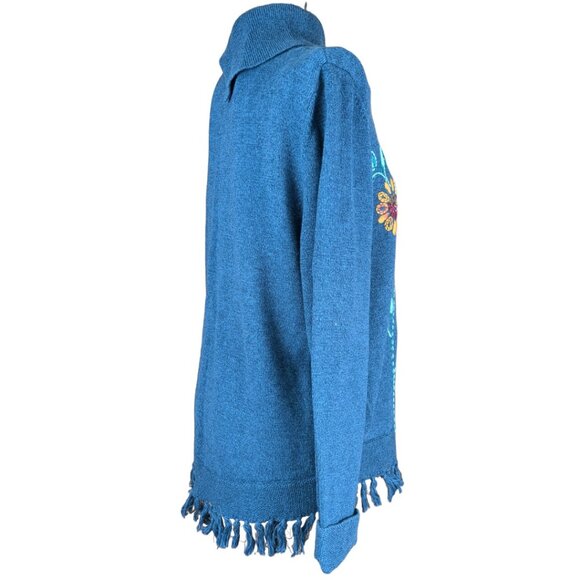 Vintage Women's Small/Petite Alfred Dunner Embroidered Floral Turtleneck Sweater - Picture 10 of 14